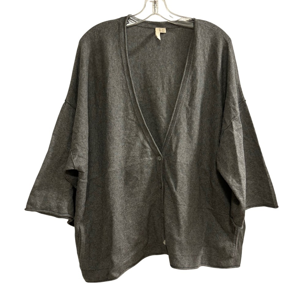 Purejill Gray V Neck Button‎ Front Cardigan Sweater M Cotton Cashmere